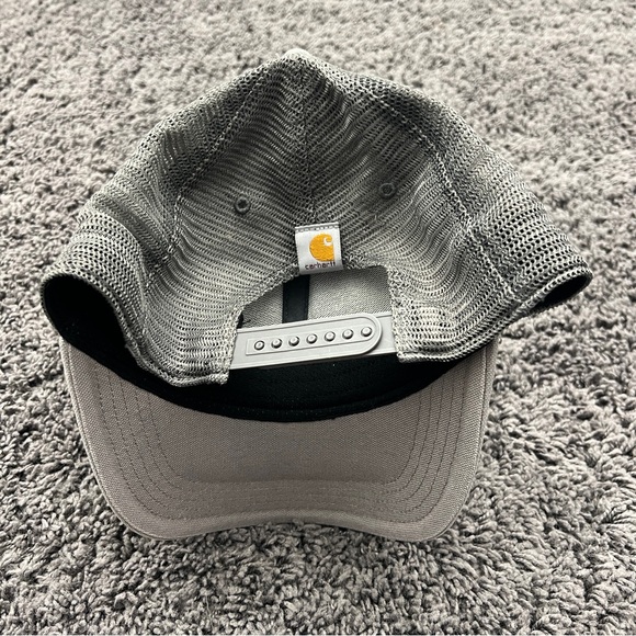 Carhartt Men's Canvas Mesh Back Logo Graphic Cap Asphalt Gray Black SnapBack - Picture 3 of 7